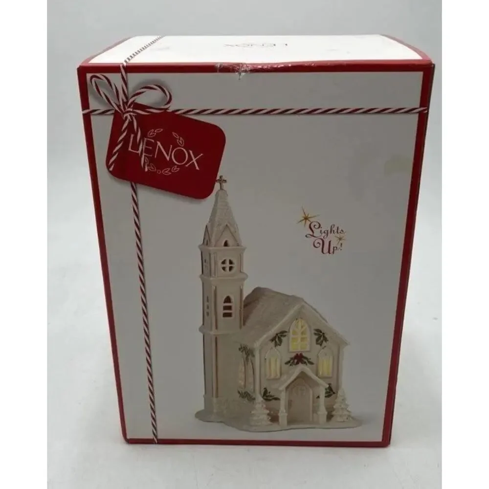 LENOX LIGHT IT UP Porcelain Christmas Church Lighted Holiday Village With Box